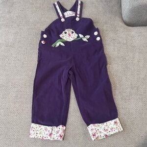 Charming Purple Kids Overalls with Floral Details
